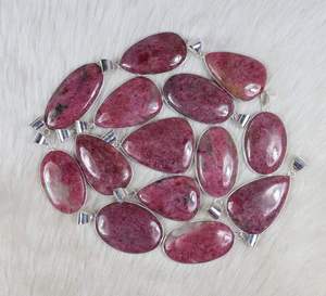 Nueva llegada 925 plata esterlina 925 plateado plata esterlina plateado colgante Rosa Rodonita bisel ajuste cabujón moda encantos - Product Image 2