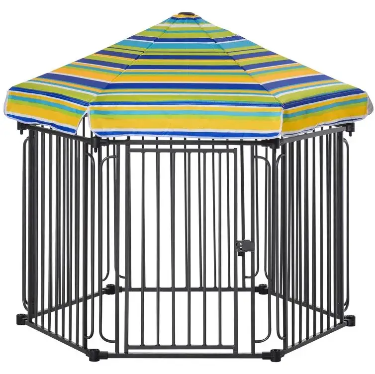 New trending pet dog kennel metal animal cage cover per run outdoor house porta protettiva allenamento rimovibile comportamento dell'animale domestico 2023