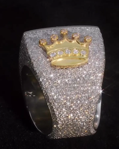 Bague carrée en argent sertie de diamants Moissanite VVS, design cluster entièrement pavé, bague de luxe Hip Hop pour homme - Product Image 5