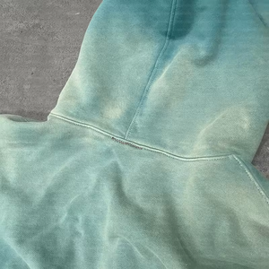Sudadera con capucha azul en blanco Fleece Custom Acid Wash Vintage Heavyweight Drop Shoulder Oversized 80% Cotton 20% Polyester Hoodie - Product Image 4