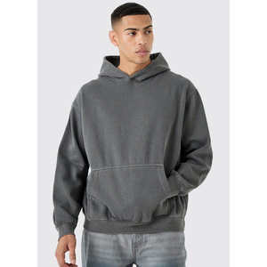 Pull à capuche en molleton de coton décontracté pour hommes vente en gros de modèles brodés respirants coupe ample derniers styles d'hiver teints en couleur unie - Product Image 1