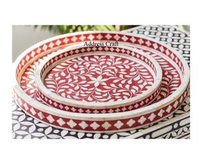 Meilleur Prix Design Unique Rond Nacre Incrustation Chocolat Plateau Style Marocain Vadrouille Incrustation Plateau Plats Assiettes Décoration de La Maison - Product Image 4