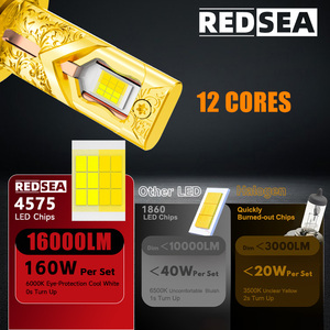 RedSea R36T - Faro LED de 3 Colores con Control por Aplicación, H4 H7 H11 HB3 HB4 9012, Bombilla para Automóvil, 160 Vatios, 16000 Lúmenes, Luz LED para Automóvil - Product Image 2