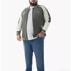 Haute qualité hommes XS Logo personnalisé broderie Patchwork enduit toile à capuche hiver Streetwear collège Baseball veste universitaire - Product Image 2