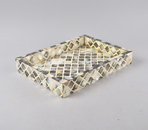 Bandeja de incrustaciones de hueso de forma Rectangular para manualidades, bandeja decorativa para el hogar para mesa de centro, patrón único, prueba de artesanía de hueso - Product Image 5