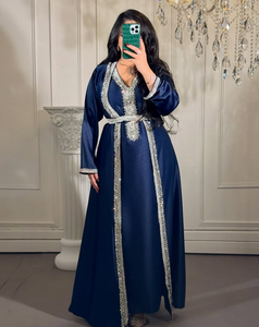 Kaftan marocain Abaya 2026 Dernières collections de l'Aïd avec de magnifiques broderies dorées, design idéal pour les tenues de soirée spéciales - Product Image 2