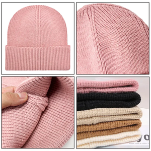 Gorros de punto de Cachemira lisa con etiqueta privada, gorros de punto Jacquard de lana Merino de invierno con logotipo bordado personalizado - Product Image 6