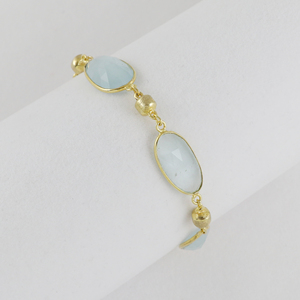 Pulseras de Aguamarina Chapadas en Oro de Plata de Bajo Precio, Modernas para Regalo de Boda para Mujer, de Rajasthan Jaipur - Product Image 2