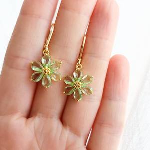 Purple Natural Sterling Silver Pear Cut Peridot Earrings Vintage Victorian Jewelry Gift for <b>Mum</b> - Product Image 2