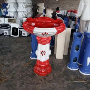 Lavabo de pie de suelo de baño de cerámica blanca Juego de ley grande Lavabo de pedestal de lavado con pedestal - Product Image 1