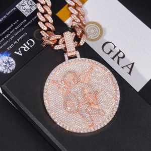 Pendentif Cercle Ange Bébé Hip Hop 2,5 pouces pour Hommes en Argent Sterling 925 avec Diamant Moissanite, Bijoux Personnalisés - Product Image 2