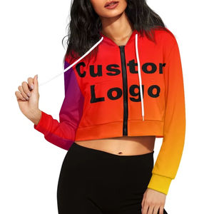 Nueva moda OEM venta al por mayor de las mujeres Crop Top sublimación sudaderas con capucha transpirable personalizado uso casual mujeres sudaderas con capucha en la mejor calidad - Product Image 5
