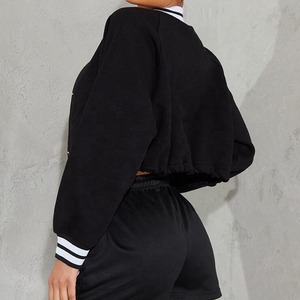 Haute demande Vente Chaude Conception Recadrée Varsity Veste Baseball Letterman Survêtement Laine Veste String Ourlet Varsity Veste Pour Les Femmes - Product Image 5