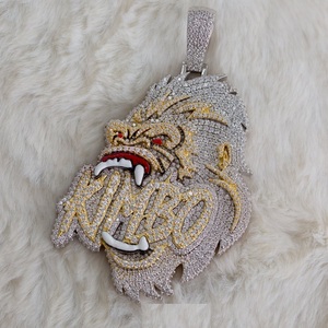 Colgante de letra de Alá chapado en oro blanco de 14 quilates para hombre, corte redondo de 4 quilates, estilo HipHop de moissanita Real - Product Image 1