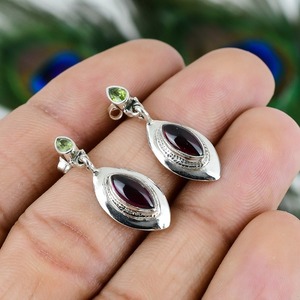 Pendientes de Botón con Piedras Preciosas de Granate Chapados en Oro para Niñas y Mujeres, Plata de Ley 925, Joyería de Aniversario - Product Image 3