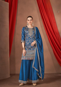 COSTUMES EN PLAZZO COUDU LOURD VICHITRA LOURD BRODÉ AVEC UN INTÉRIEUR EN CRÊPE POUR LA COLLECTION PAKISTANENNE - Product Image 6