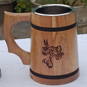 Mug en bois, chope à bière en bois, mug à café, nouveau mug à succès pour la maison, l'hôtel, de haute qualité en provenance d'Inde, fait à la main en bois pour la bière - Product Image 1