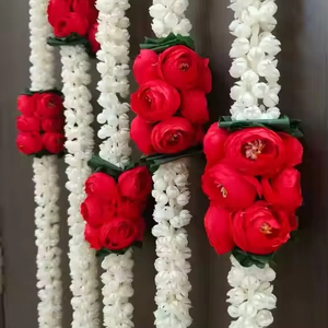 Guirnalda de flores Mogra Ranunculus hecha a mano para escenario de boda telón de fondo fiesta invitado corona decoración boda guirnaldas coronas - Product Image 1