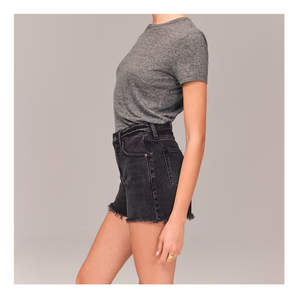 Shorts de Mezclilla de Cintura Alta para Mujer, Color Negro Sólido, Corte Regular, Casual, Talla Grande, Algodón Transpirable, Cintura Elástica, Alta Calidad, OEM - Product Image 3