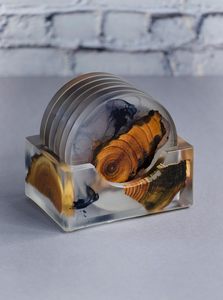 Hermosos posavasos de resina y madera con soportes a juego Diseño lujoso superventas Calidad increíble - Product Image 2