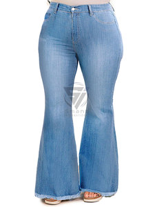 Women's Vintage Mid Waist Knitted Denim Flare Pants Elastic <b>Tight</b> Eco-Friendly Breathable Summer Casual Jeans - Product Image 4