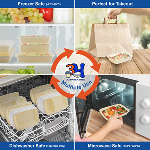 Contenants de préparation de repas réutilisables empilables, lot de 150, 16 oz, compatibles micro-ondes, lave-vaisselle et congélateur, avec couvercles sans BPA, pour emporter - Product Image 5