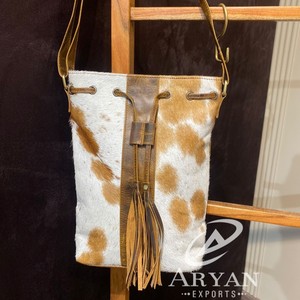 Sac seau en cuir de vachette fait à la main de marque Offre Spéciale sac Boho en cuir véritable sac à main Western cordon sac à main classique pour les femmes - Product Image 1