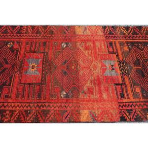 พรมเฮอร์กี ขนาด 3.5x8.7 ฟุต พรมตุรกี พรมลายปะติดสีแดง ทำจากขนสัตว์ - Product Image 5