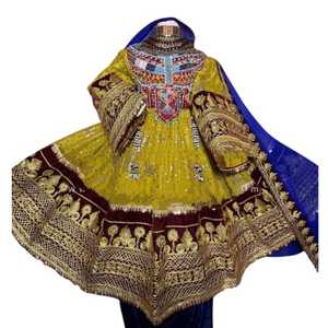 Robe afghane Kuchi faite à la main en gros, broderie plissée, tissu de soie/polyester de la meilleure qualité, longueur maxi vintage, tailles personnalisables - Product Image 1