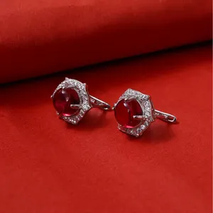 Pendientes de rubí vintage para mujer con halo de diamantes, chapados en oro de 14K, oro blanco, amarillo y rosa - Joyería de regalo con certificación GIA - Product Image 2