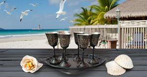 <b>Set</b> of <b>6</b> Reusable Pure Brass Goblet with Tray <b>for</b> Serving Whisky Wine Cocktail in Hotels and Restaurants - Product Image 3