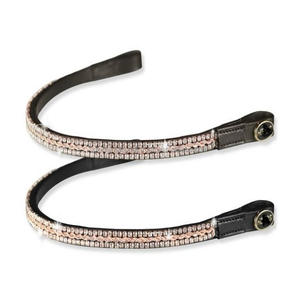 Cristales de oro rosa de lujo, cadena de diamantes brillantes, banda de cejas de caballo de cuero negro Premium en mazorca completa sobre tamaños - Product Image 4