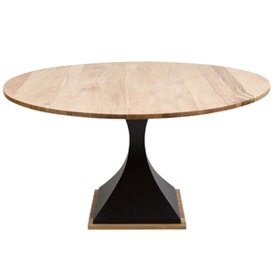 Industrial Solid <b>Wooden</b> And Metal Mango Wood <b>Round</b> Shape Pedestal Base Black & Natural Home Kitchen Bar Restaurant <b>Dining</b> <b>Table</b> - Product Image 1