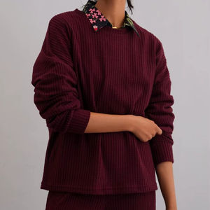 เสื้อสเวตเตอร์คอกลมแขนยาวผ้าฝ้ายแบบสวมหัวมีฮู้ดไซส์ใหญ่พิเศษกันลมสีทึบดีไซน์แบบ100% - Product Image 6