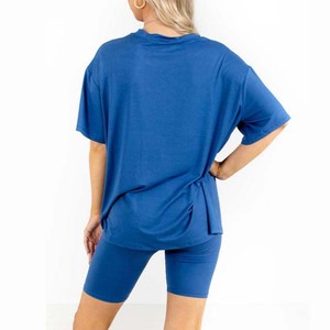 Conjunto de 2 piezas superventas de calidad Premium para mujer, conjunto sólido con estampado de logotipo personalizado para mujer, ropa de calle informal, conjunto de camisa corta - Product Image 6