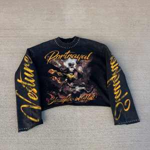 T-shirt à manches longues 100% coton pour hommes en détresse pour sérigraphie vintage haute - Product Image 5