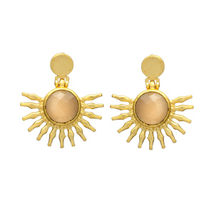 Nueva llegada Declaración Sun Rays Pendiente con Pech Calcedonia Piedra preciosa - Product Image 1