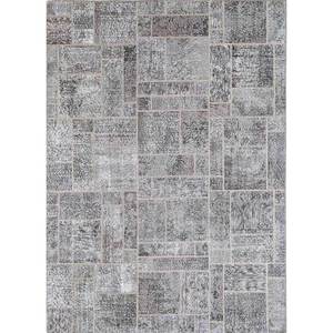 Tapis en laine noué à la main grande surface Provenance gris et noir Pae-3831 – Rectangulaire, patchwork, pour la maison, le salon et les couloirs - Product Image 1