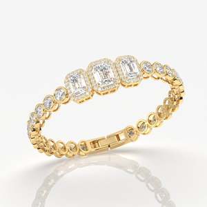 Brazalete de Plata de Ley con Diamantes Moissanite de Corte Esmeralda para Mujer, Elegante - Product Image 2