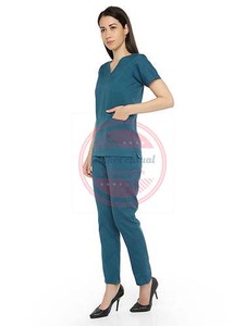 ชุดสครับผ้าฝ้ายโพลีขัดแขนครึ่งแขนสำหรับโรงพยาบาล - Product Image 4