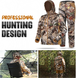 Ropa de Caza para Hombre, Chaqueta de Caza Compatible con Correa de Seguridad, Pantalones con Forro Polar, Silenciosa, Cálida y Resistente al Agua - Product Image 2