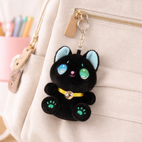 Porte-clés en peluche chat noir avec clochette, rembourré en coton PP, jouet mignon pour enfants de 2 à 4 ans, organisateur de clés unisexe, 11-30 cm