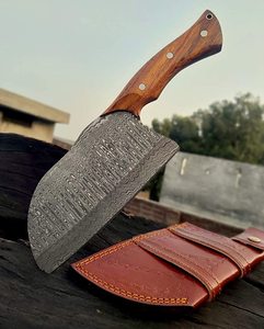 Steel <b>Craft</b> International Damascus Steel Cleaver <b>Knife</b> Handmade New Design with High Quality Leather Sheath Smart Kitchen Tool - Product Image 5