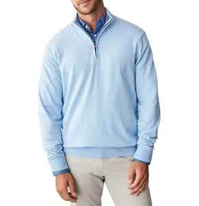 Sweat-shirt zippé Streatwear de couleur unie pour homme avec fermeture éclair quart - Product Image 6