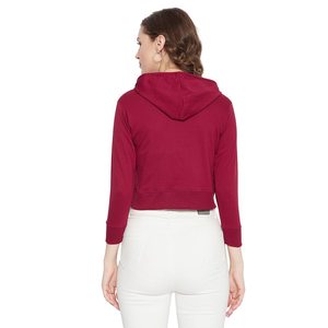 Sudadera con capucha recortada para mujer, jersey de moda, ropa de calle informal, logotipo personalizado, Top corto atlético al por mayor - Product Image 2