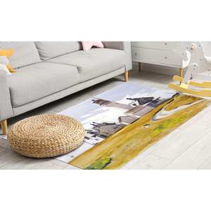 Tapis en laine imprimé style peinture Highland Light, Tapis artistique, Tapis paysager, Tapis Edward Hopper, Tapis célèbres, Design patchwork, Style traditionnel - Product Image 1