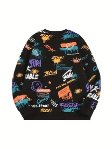 Sweat-shirt à col rond pour hommes, fabriqué sur mesure, brodé en coton éponge, hiver, imprimé, grande taille, à capuche à manches longues - Product Image 2