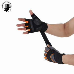 UNIQUE GYM WEAR High Quality Hot Selling Custom Logo Leather Fitness Gym Gloves <b>Wraps</b> Adjustable Wrist Strap Weight Lifting - Product Image 6