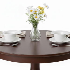 Rustic Round <b>Coffee</b> <b>Table</b> Convertible Living Room Furniture with Durable Mango Wood and Decorative Turned Wooden Legs CFD68215 - Product Image 3