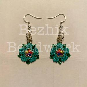 Boho <b>bead</b> earrings with turquoise design andy cascading <b>fringe</b>, unique jewelry gift - Product Image 2